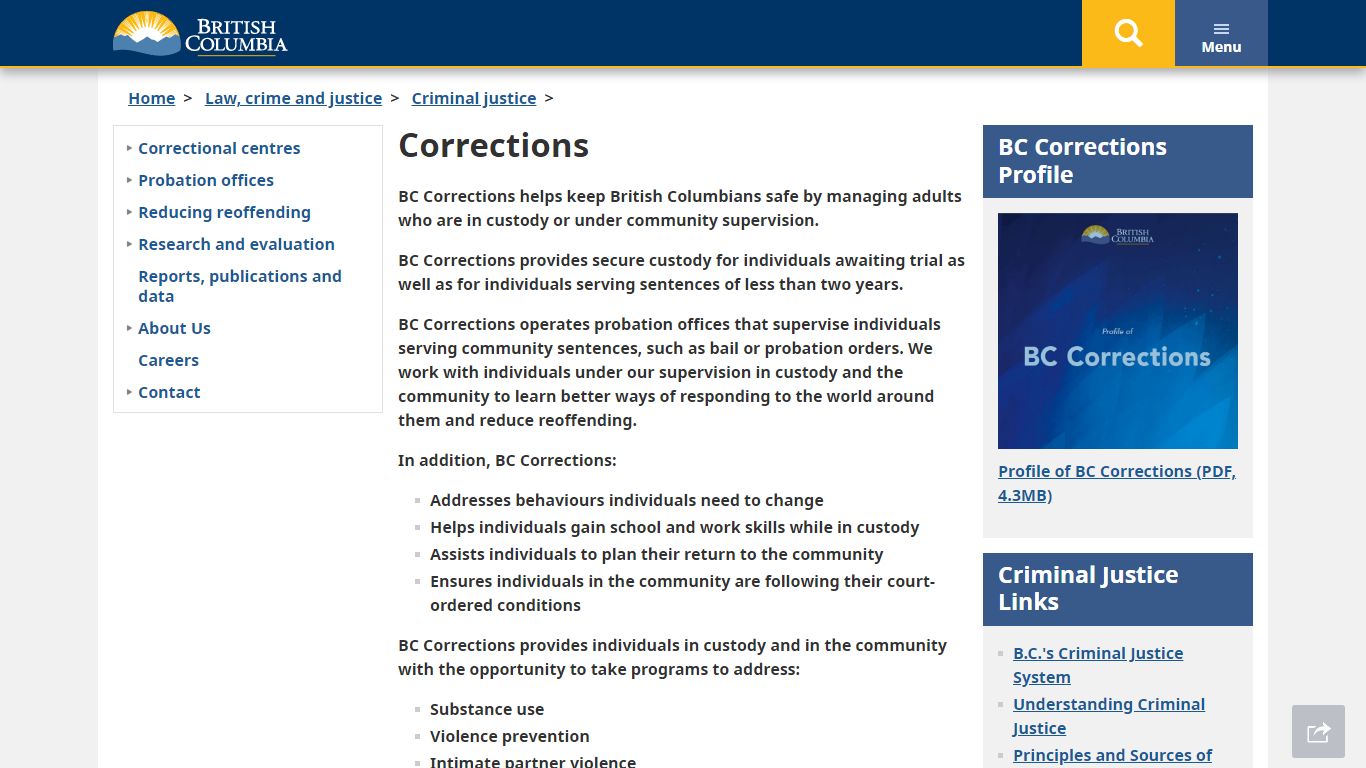 Corrections - Province of British Columbia